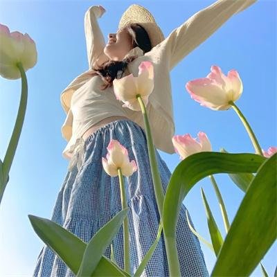 蓝天花朵